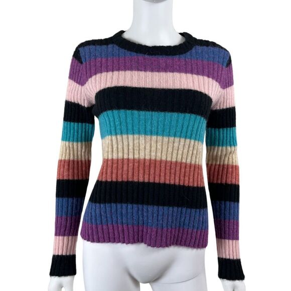 Rails Sweaters - Rails Women Size S Kylie Stripe Rainbow Alpaca Wool Pullover Crew NEW Sweater